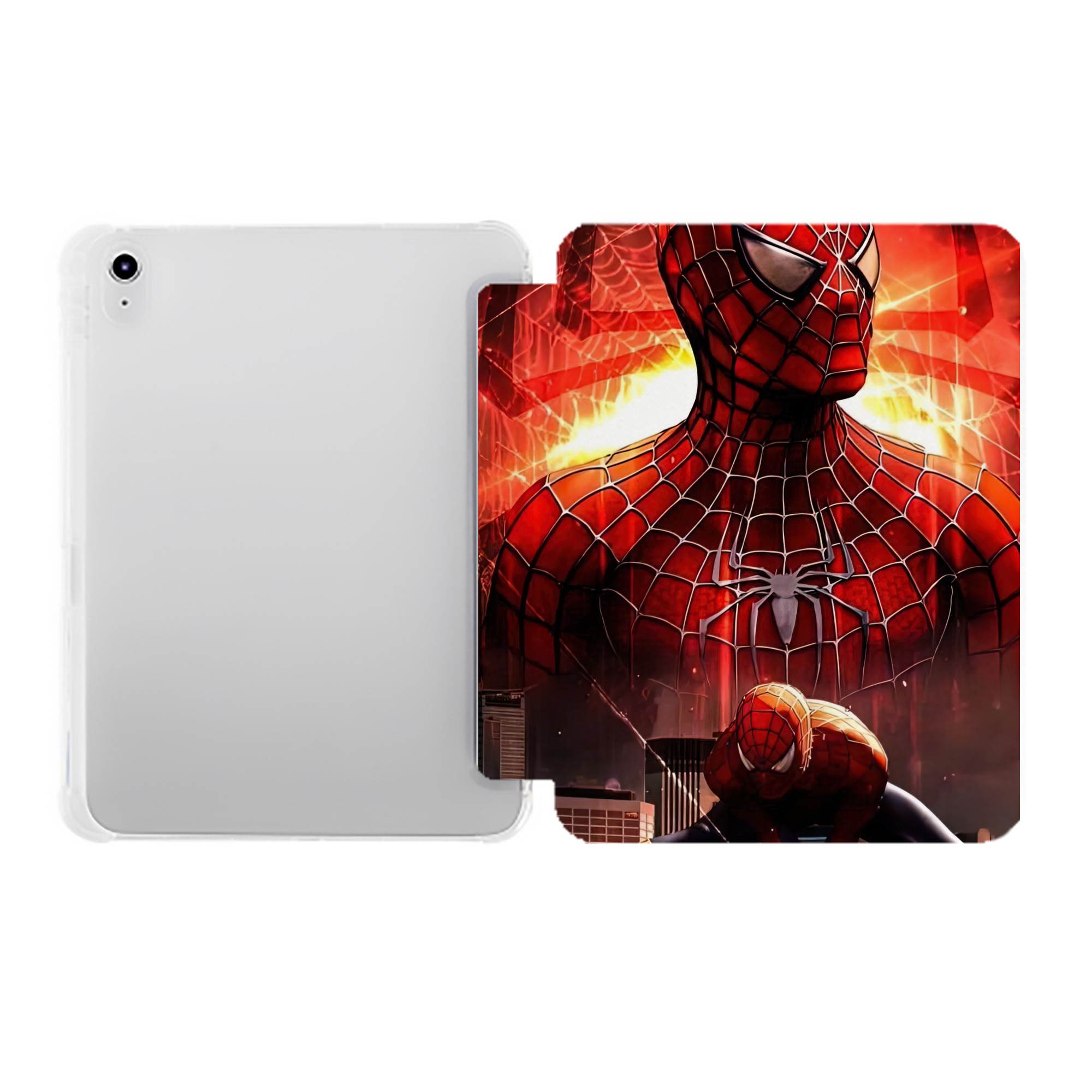 （画像用） Spider Man スパイダーマン IPad ケース ペン収納付き 三つ折りスタンド PUレザー×シリコン 対応機種9.5/10.5/10.9インチ